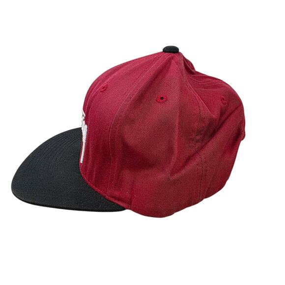 Vintage Stussy Capz SnapBack Hat Red Black Embroidered Two Tone Trucker Spellout - Picture 2 of 9